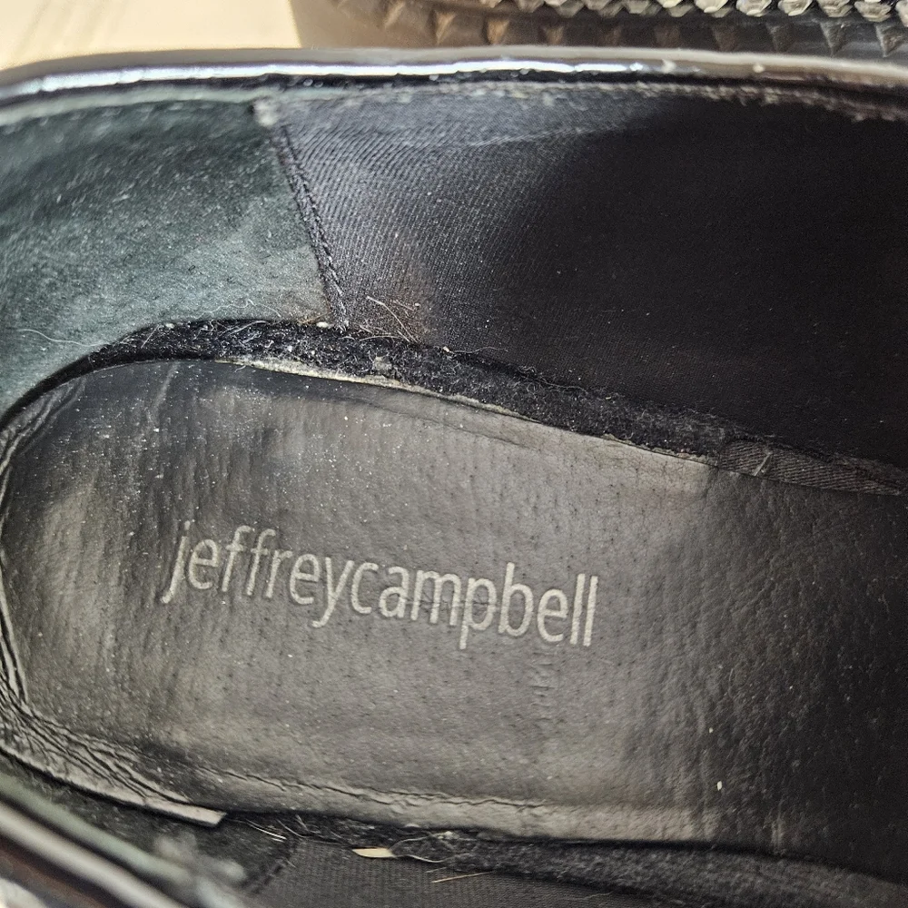 Jeffrey Campbell Library Loafers 9.5 Platform Rhinestone Chunky Heel Black